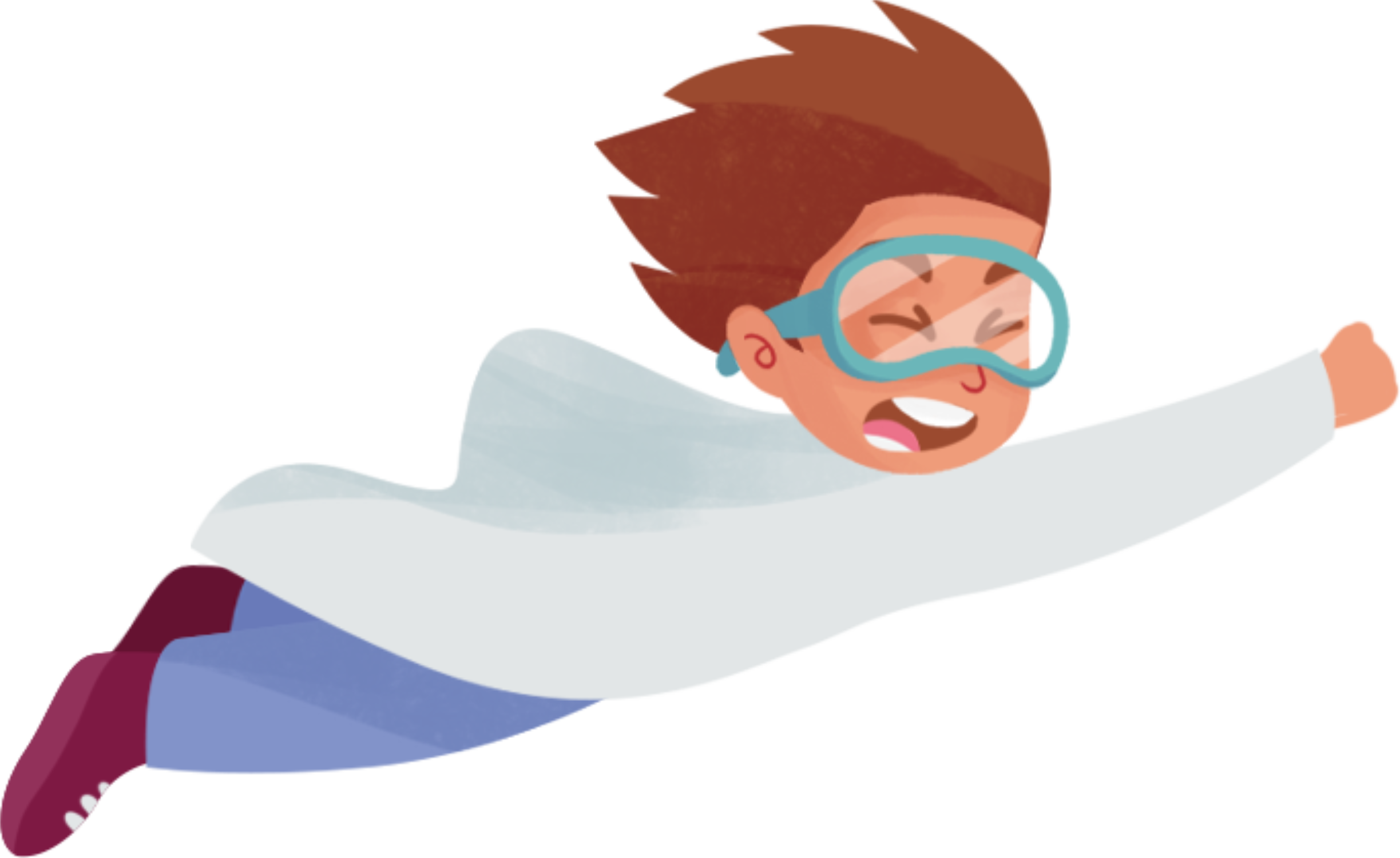 Dr. Monti, a young scientist, flying like a superhero
